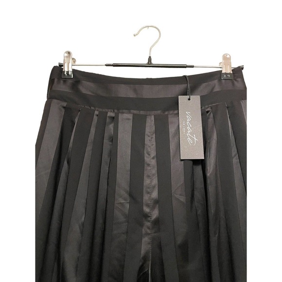 NWT Vacate The Label Kyoto Noir Stripe Satin Wide Leg Pants Size Small Black - Picture 3 of 8
